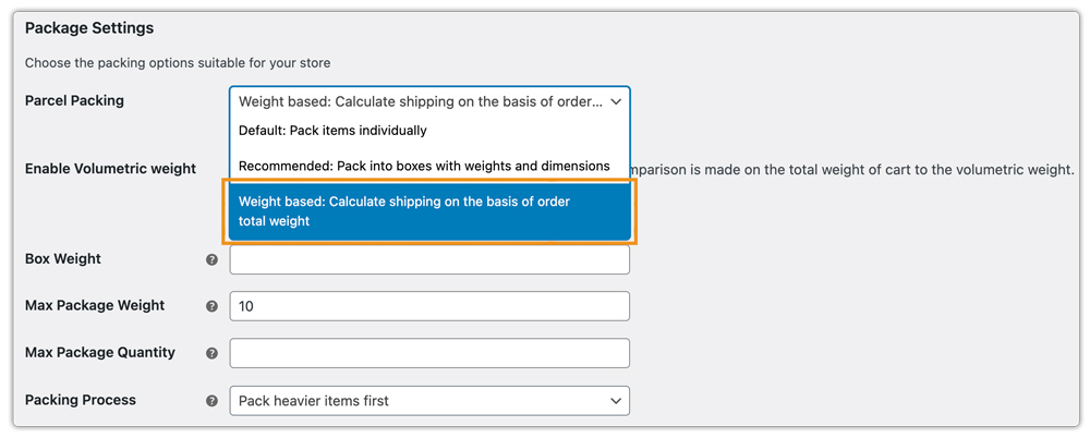 Weight Based pcakaging