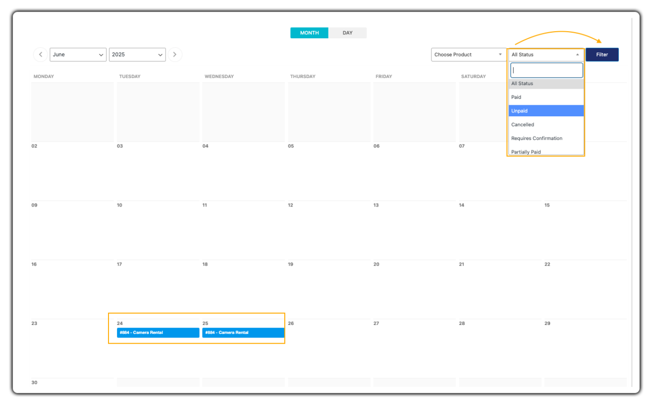 manage bookings via a visual calendar dashboard