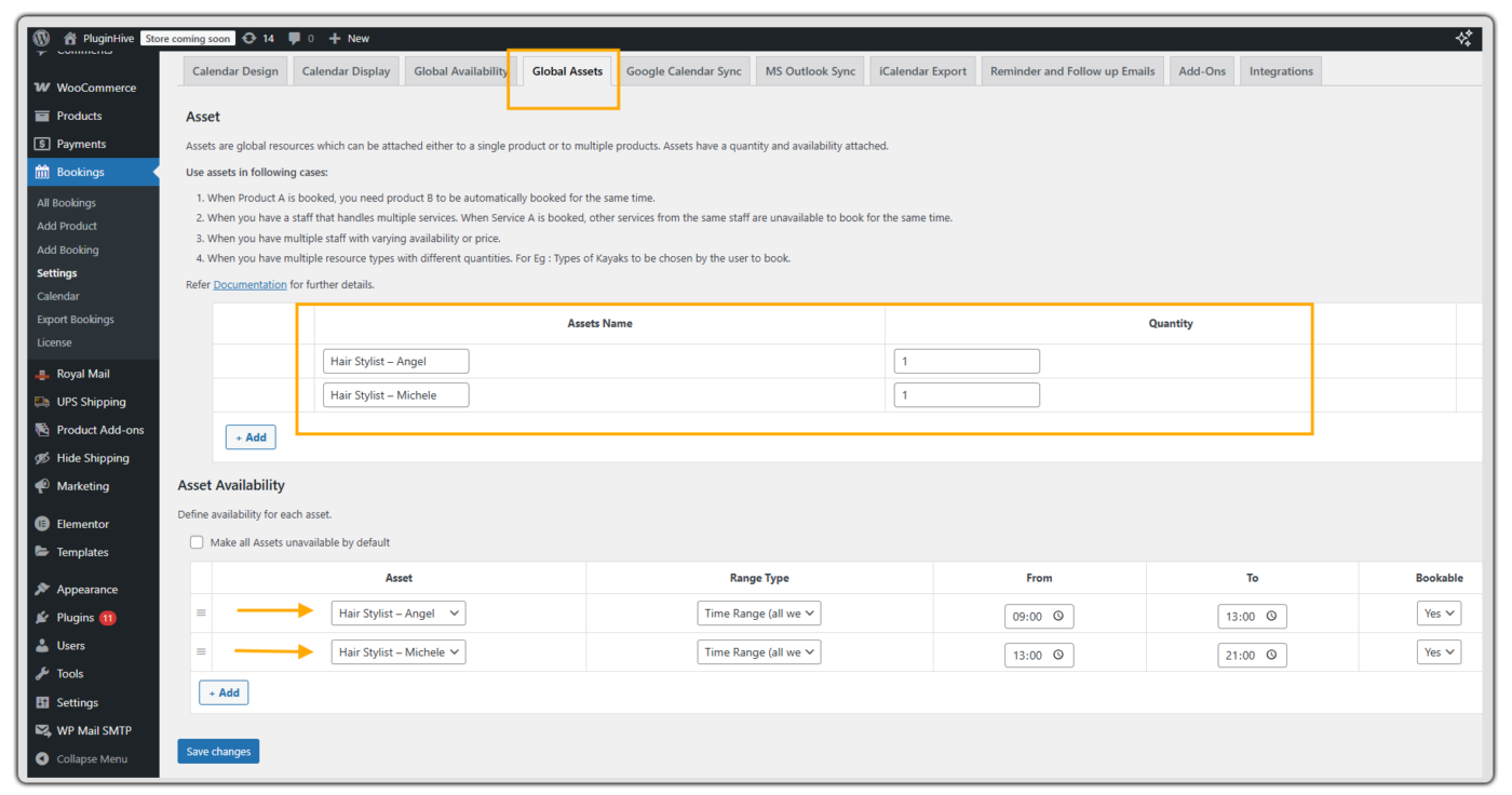 Manage Booking Assets