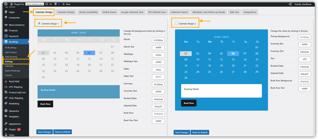 booking calendar design
