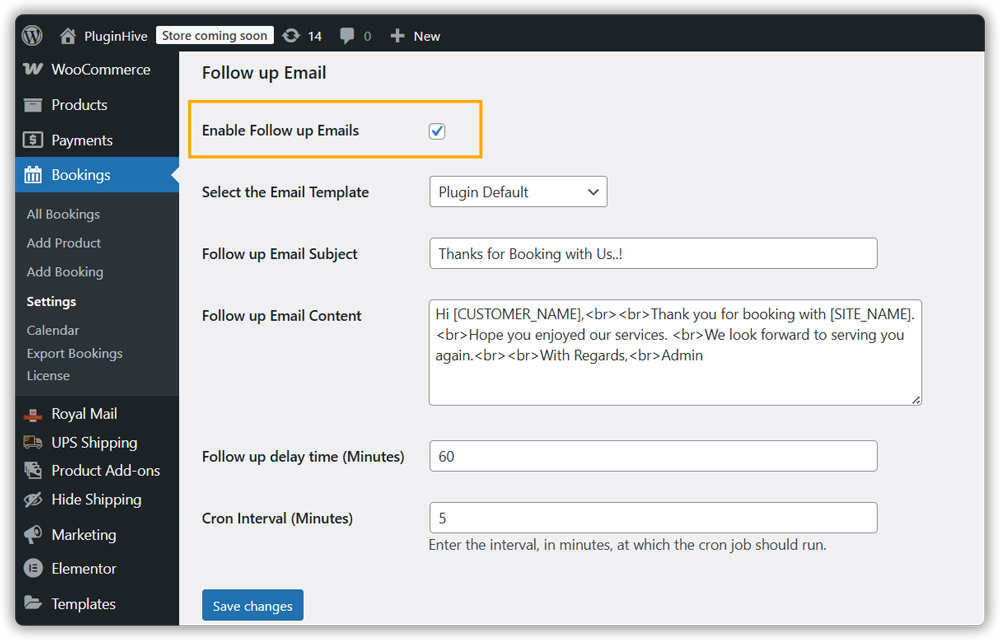 enable follow up emails