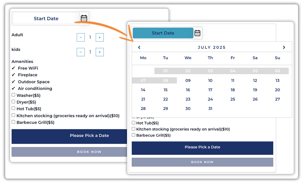 set Booking Calendar