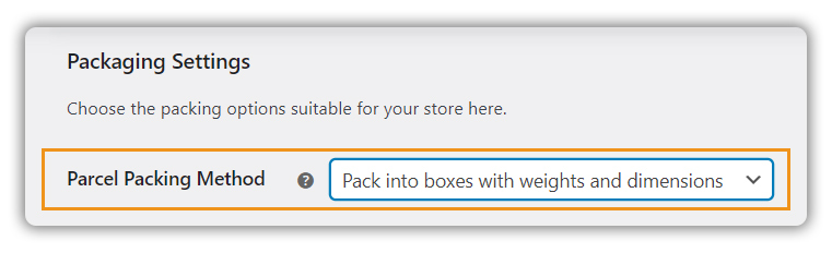 Pack into boxes with weight and dimensions