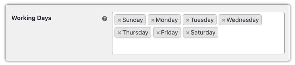 Select Working Days