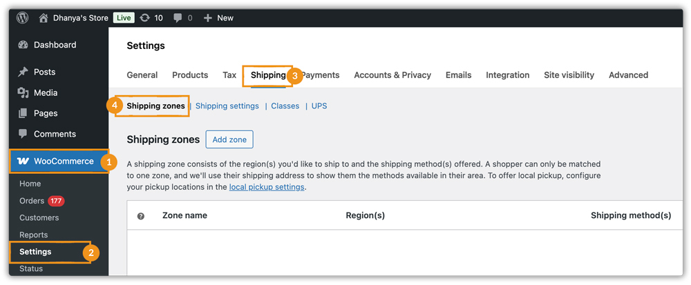 ups shipping zones