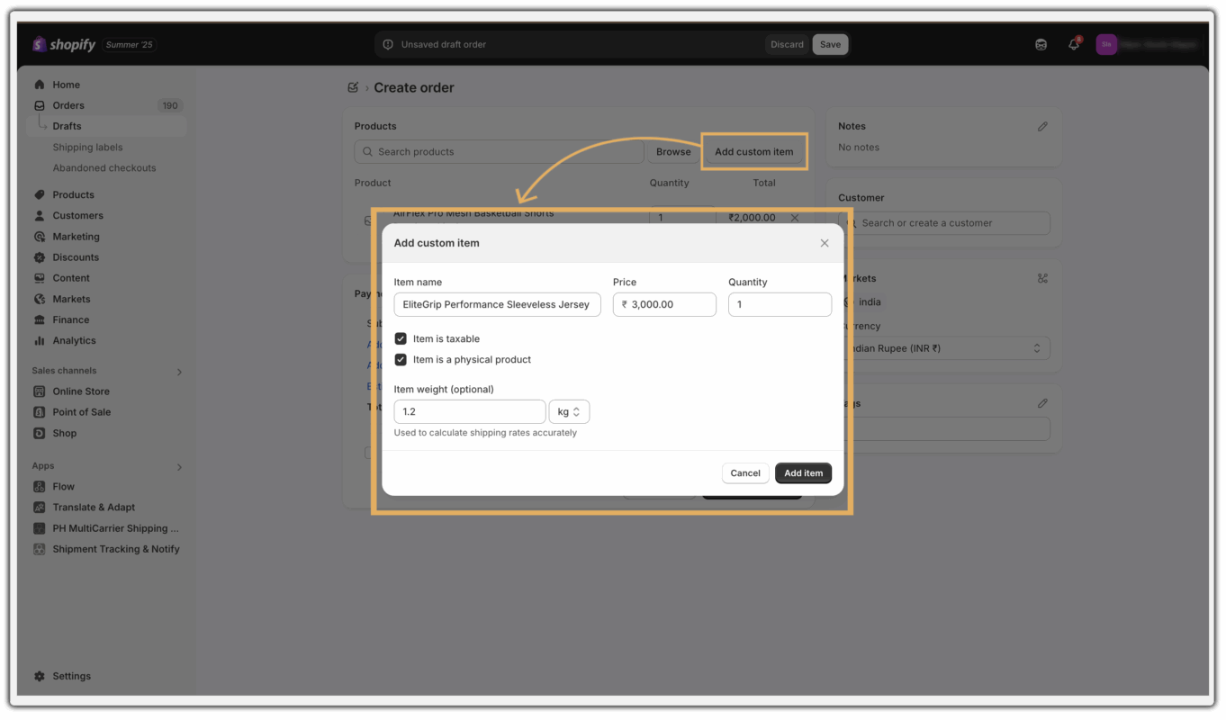 add custom item