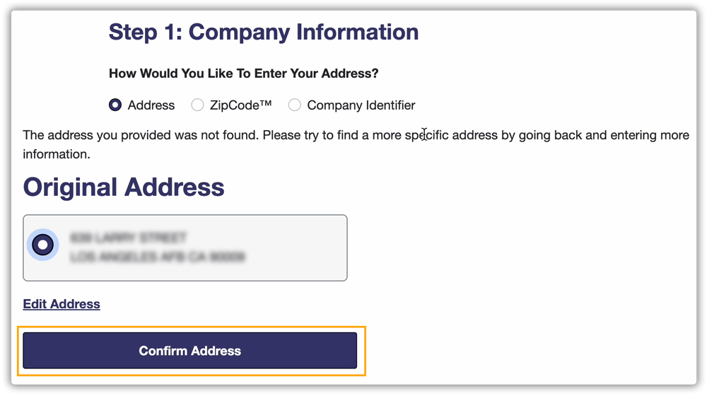 confirm address