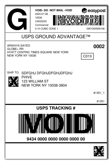 usps easypost labels