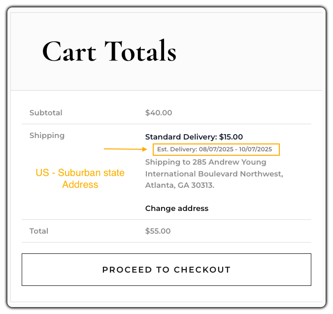 set up delivrey date for urban areas