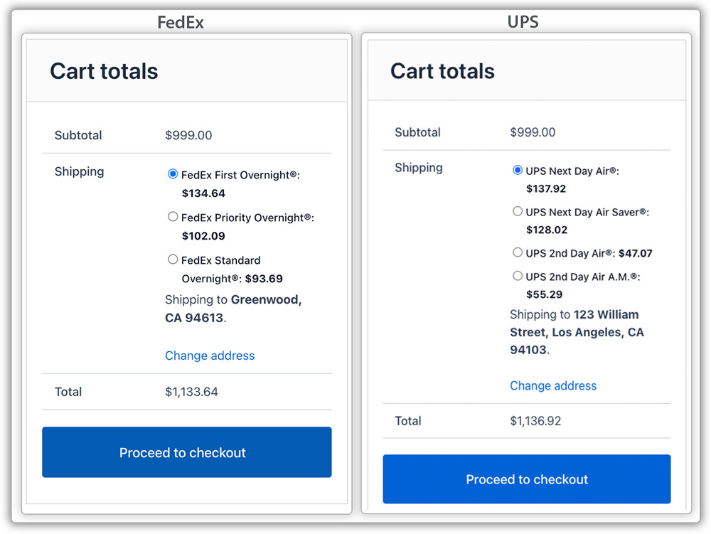 fedex and ups rates