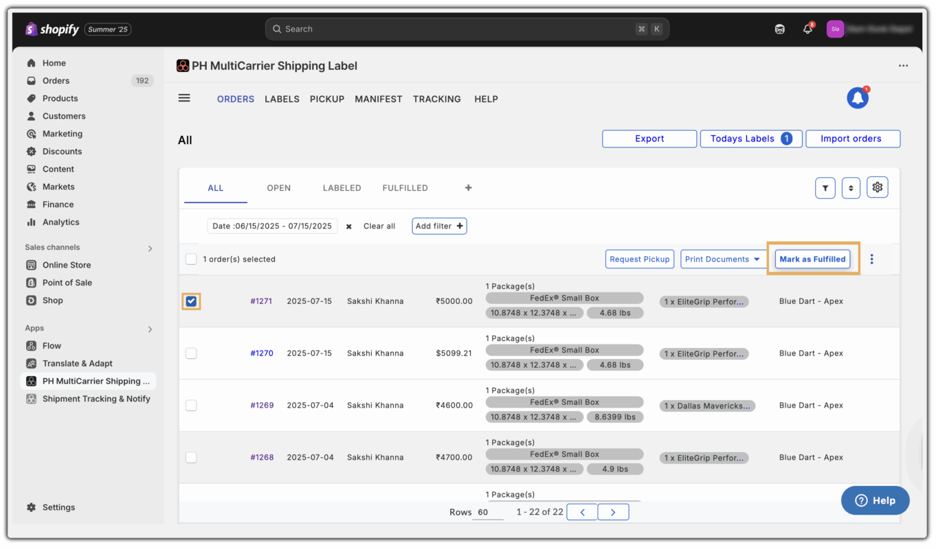 order fulfilment