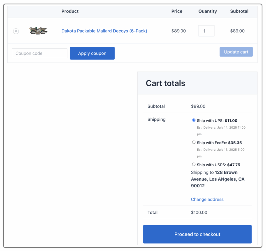 multi-carrier options at checkout 