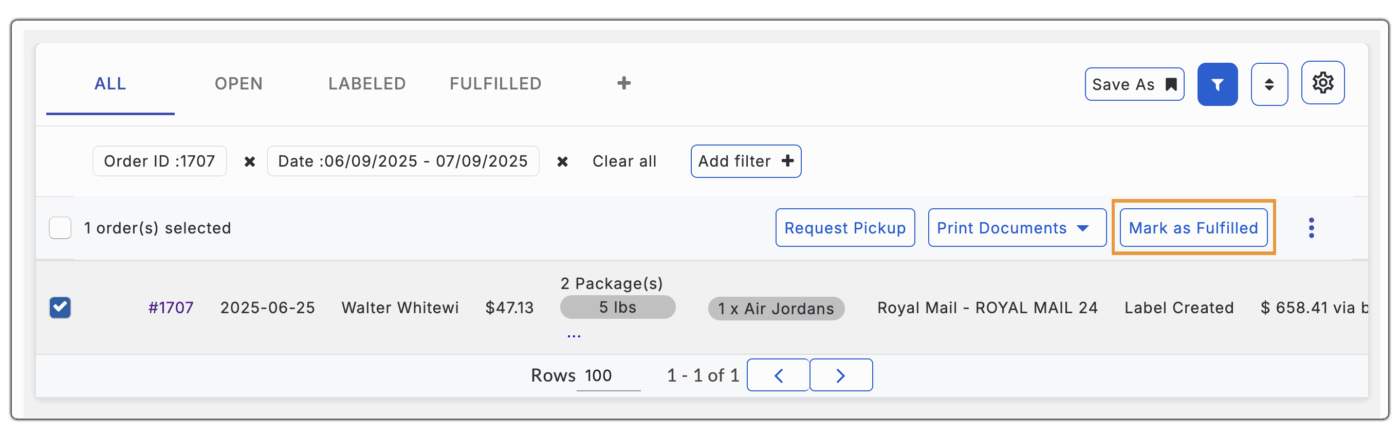 shopify royal mail orders