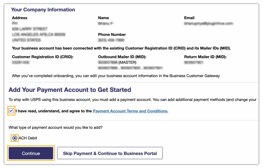 add payment account