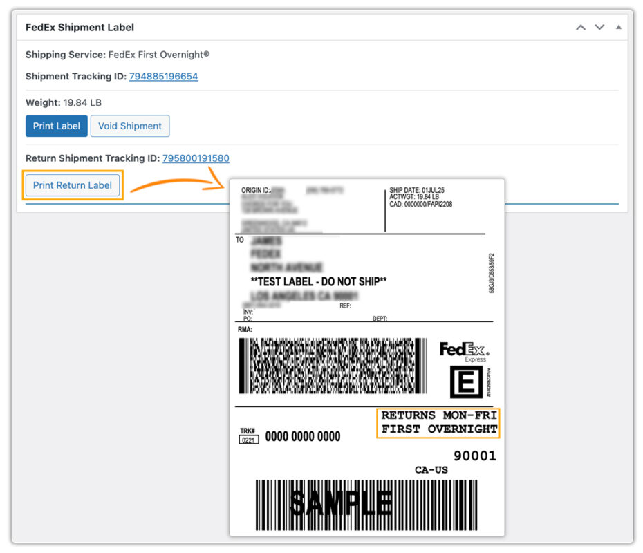 print fedex return label