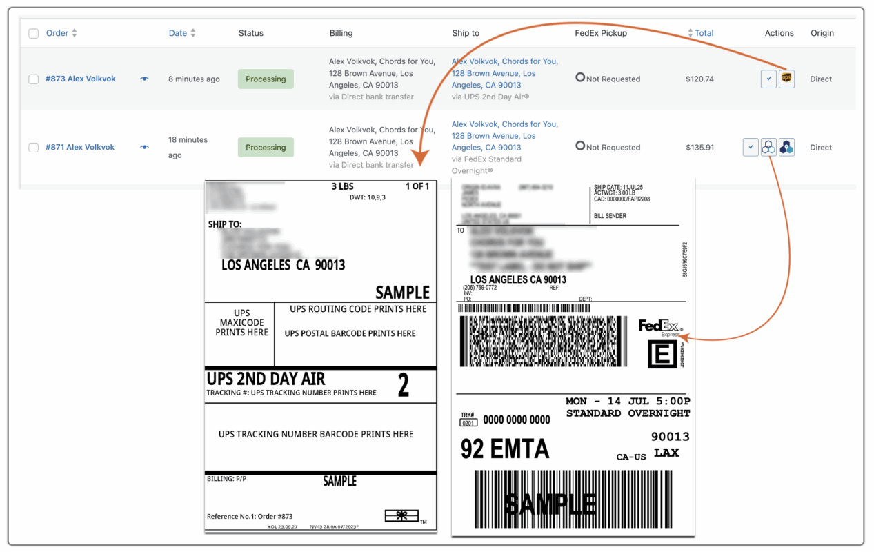 fedex and ups label