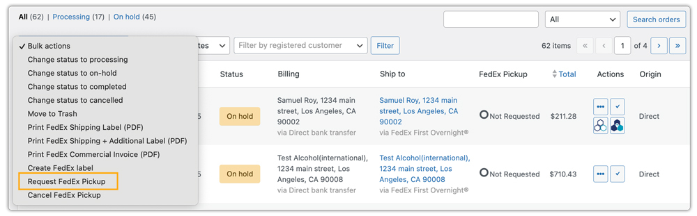 request fedex pickup
