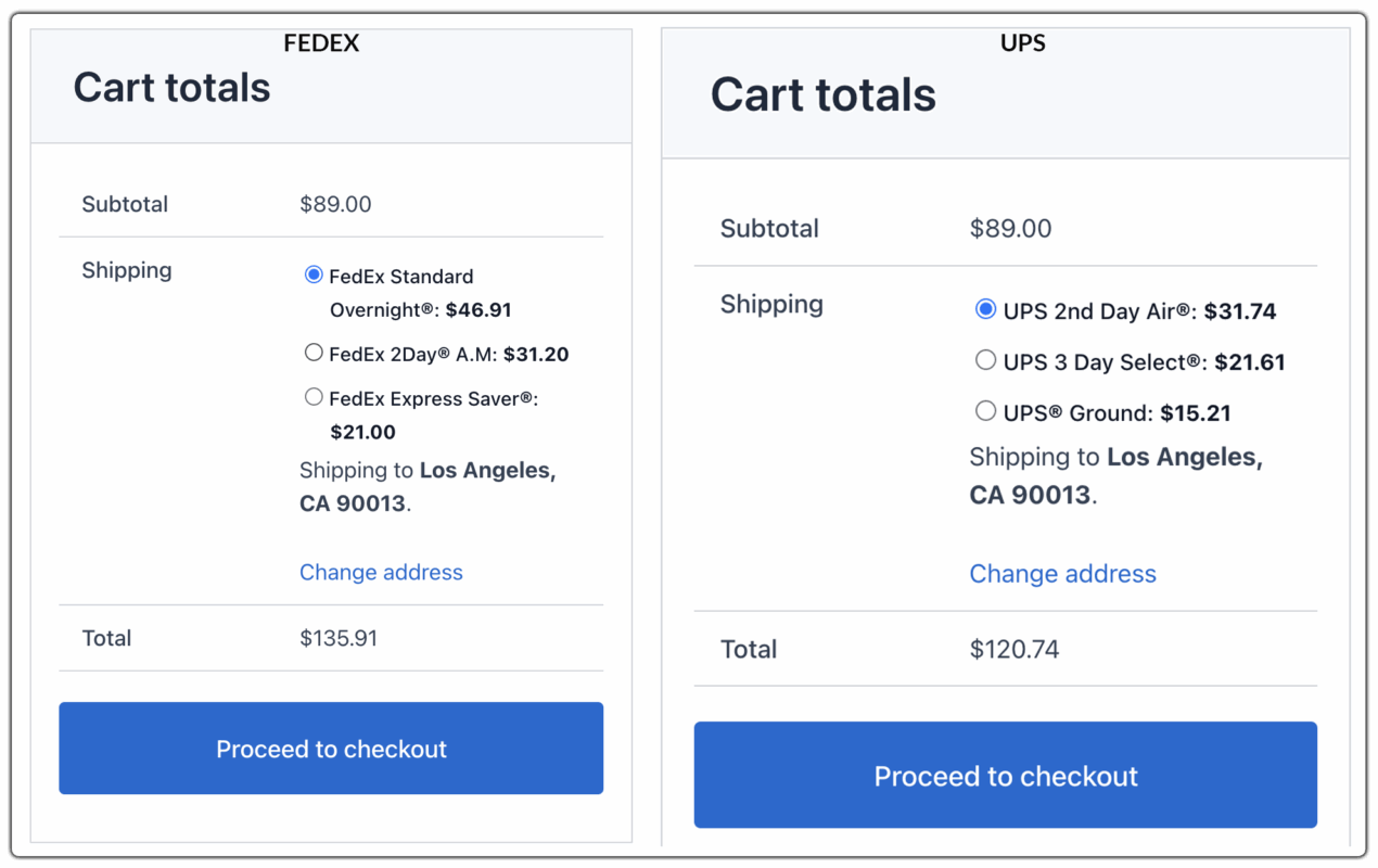 fedex and ups rates