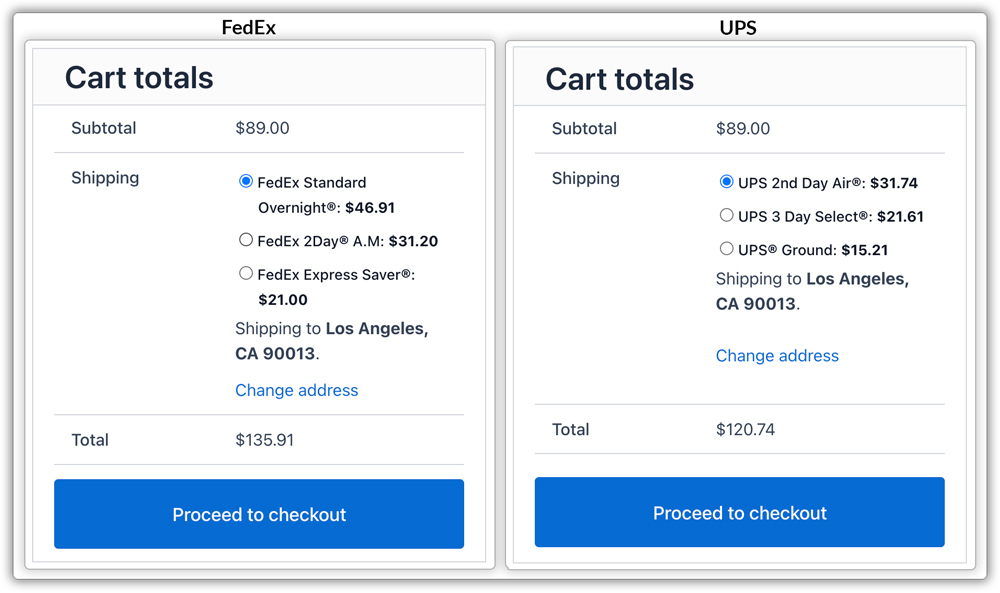 fedex and ups rates
