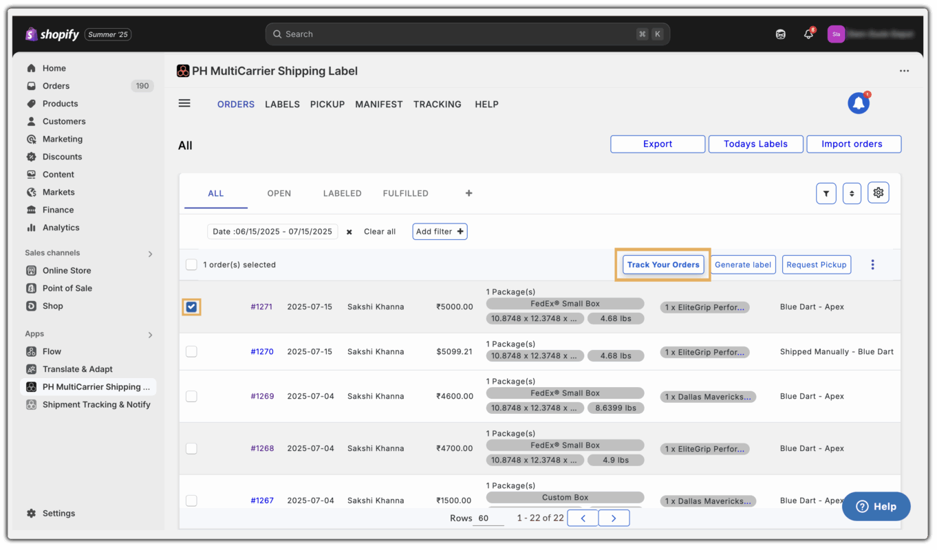 app order tracking