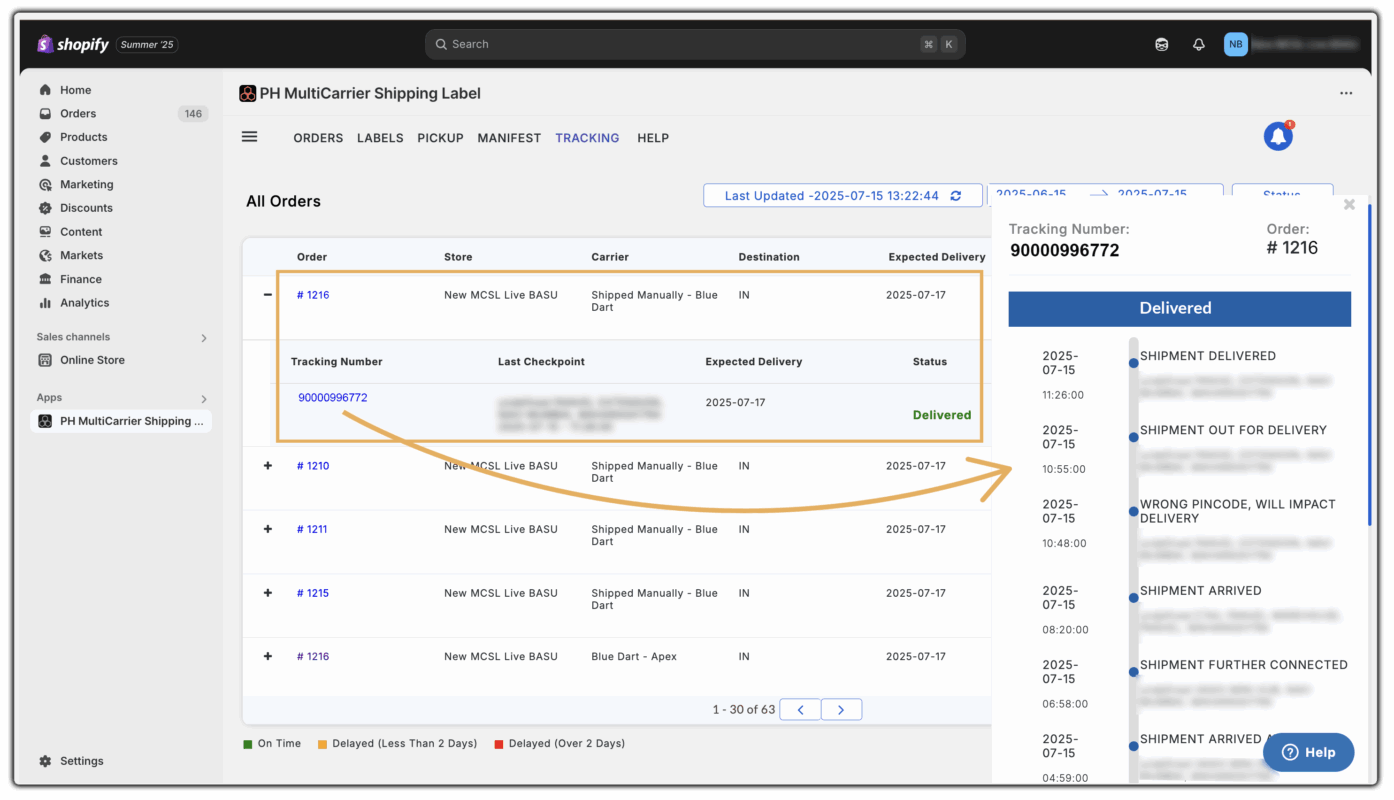 tracking tab