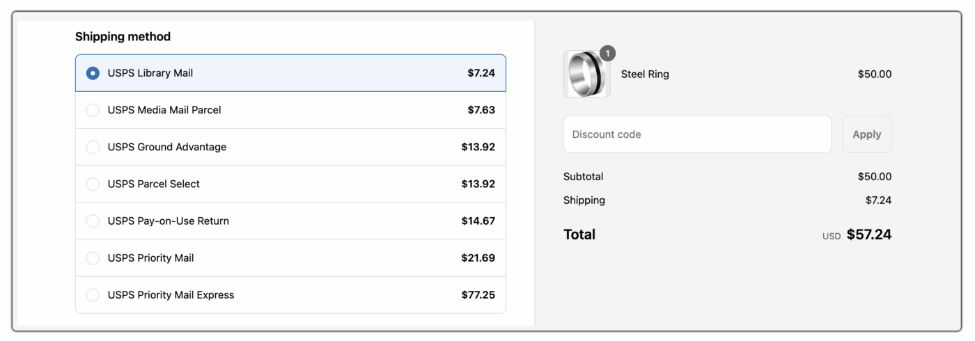 usps rates at the checkout