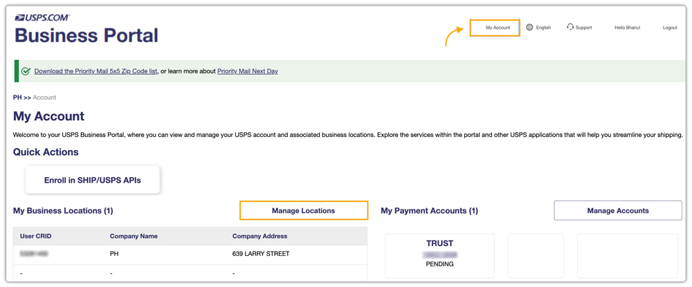 my account dashboard 