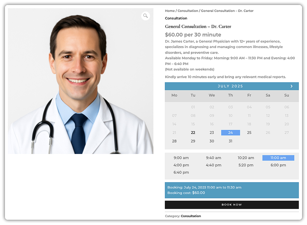 doctor appointments with woocommerce