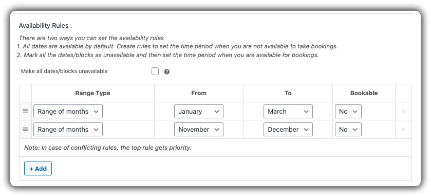 availability rules