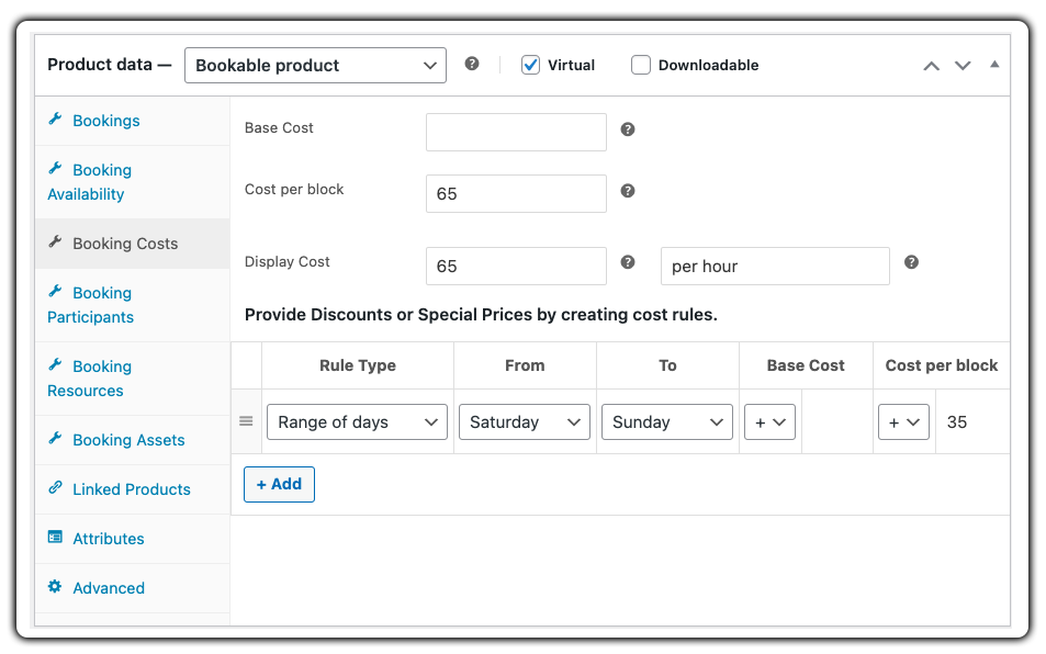 Define Booking Costs and Pricing Rules