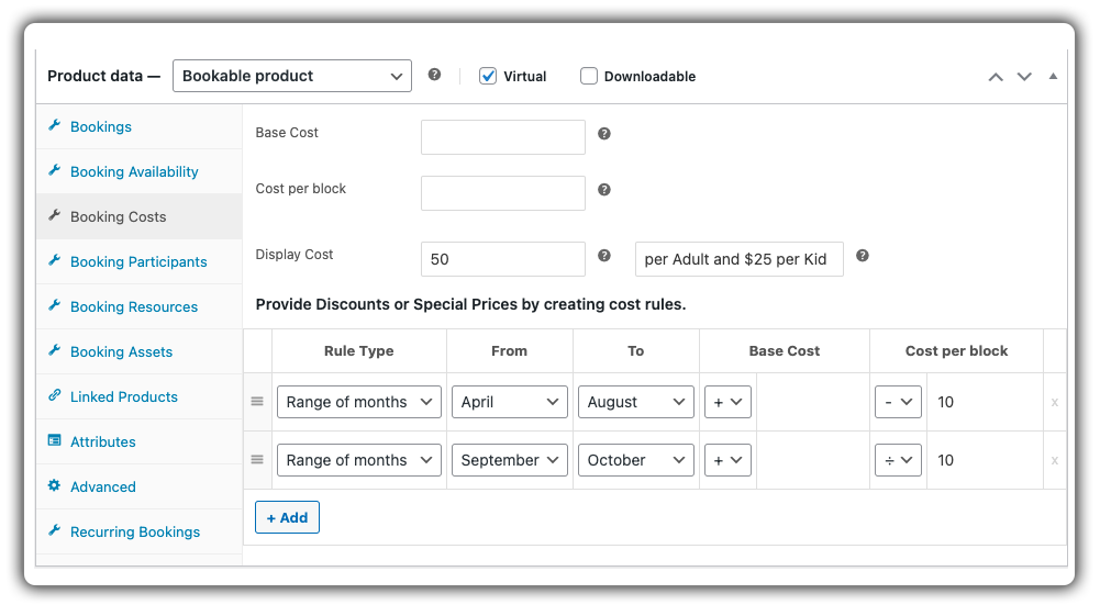 booking cost