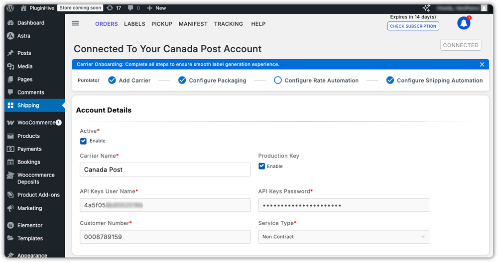 add canada post account