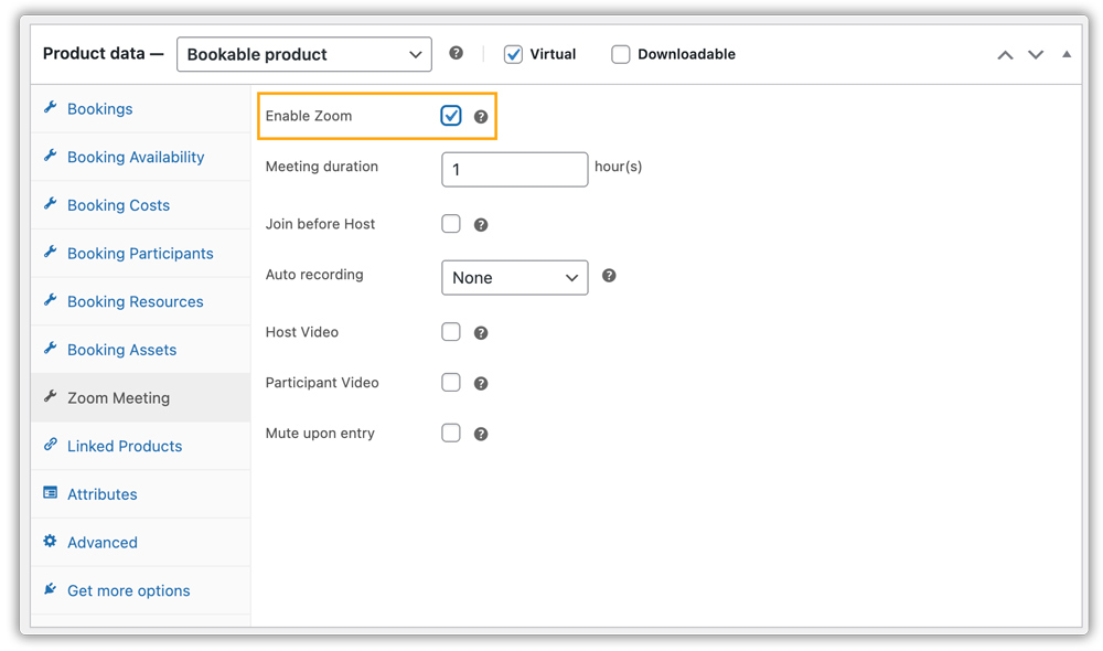 enable zoom for product