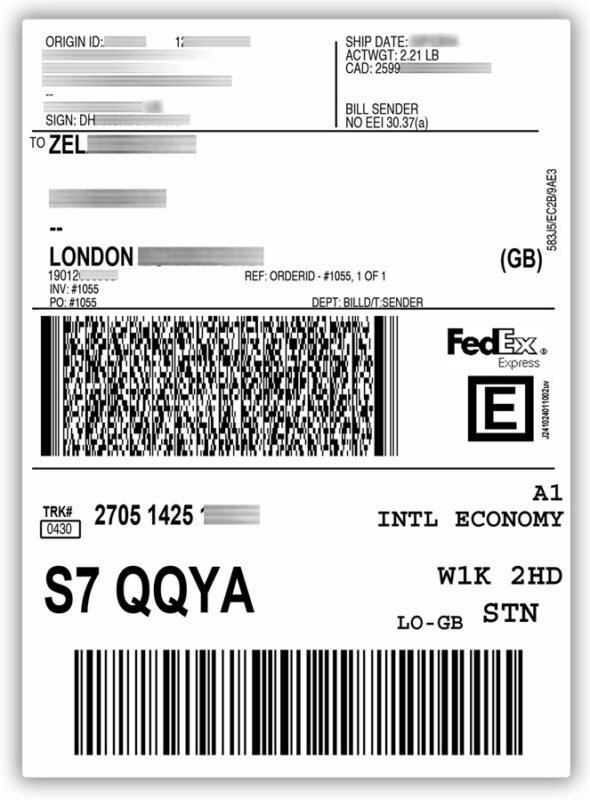 shipping label