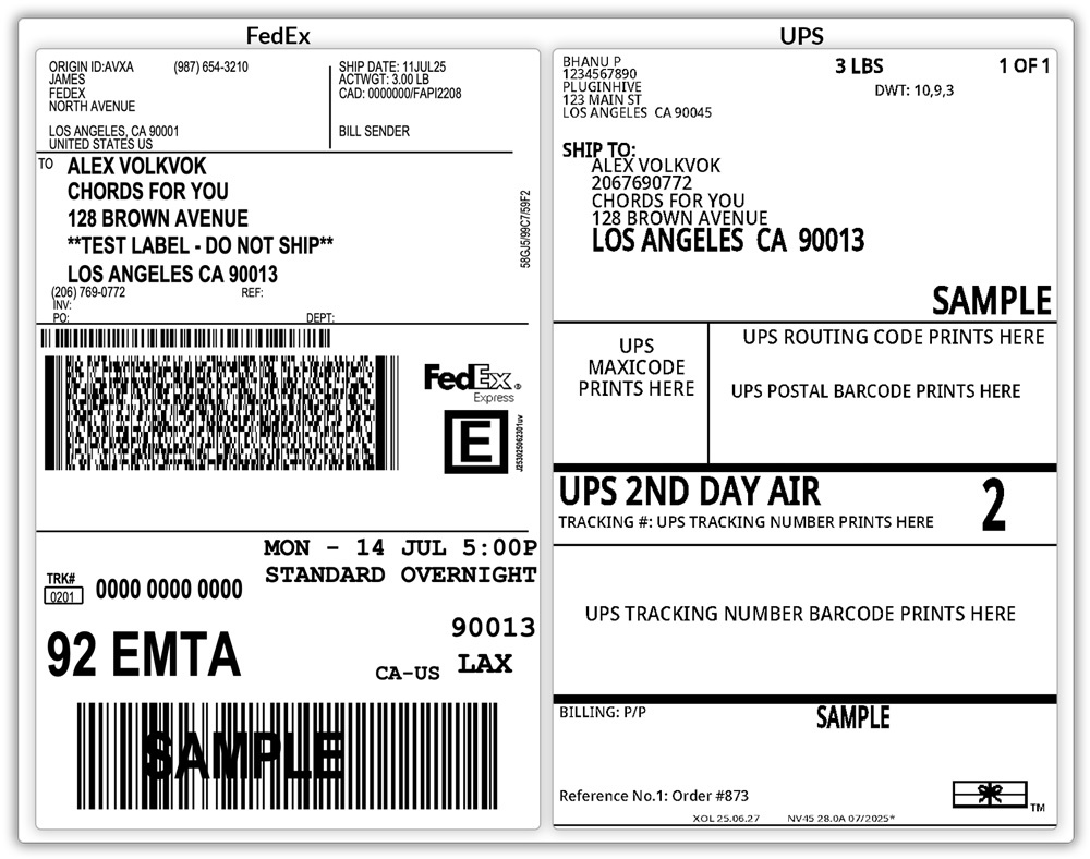 fedex and ups label