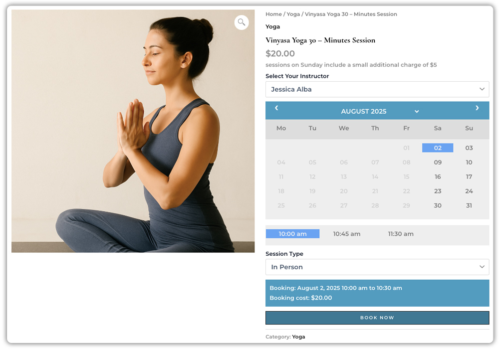 yoga class booking