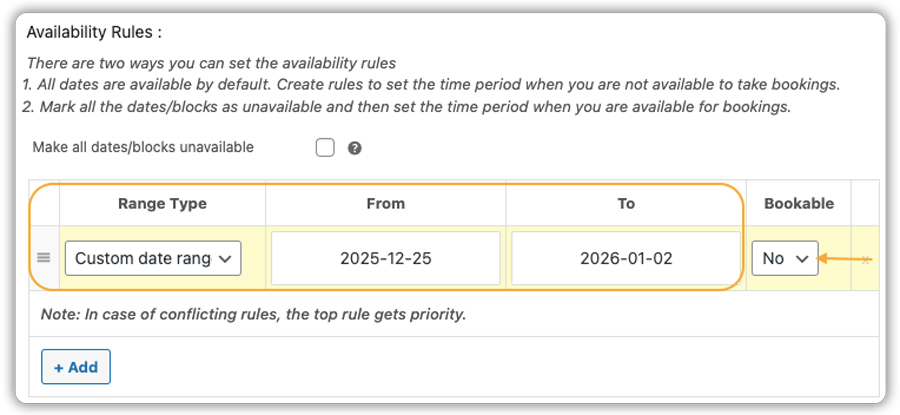 Availability & Blackout Dates