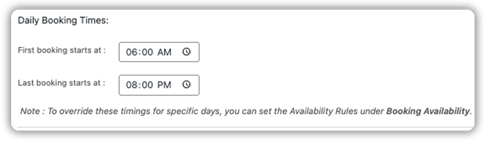 daily booking times