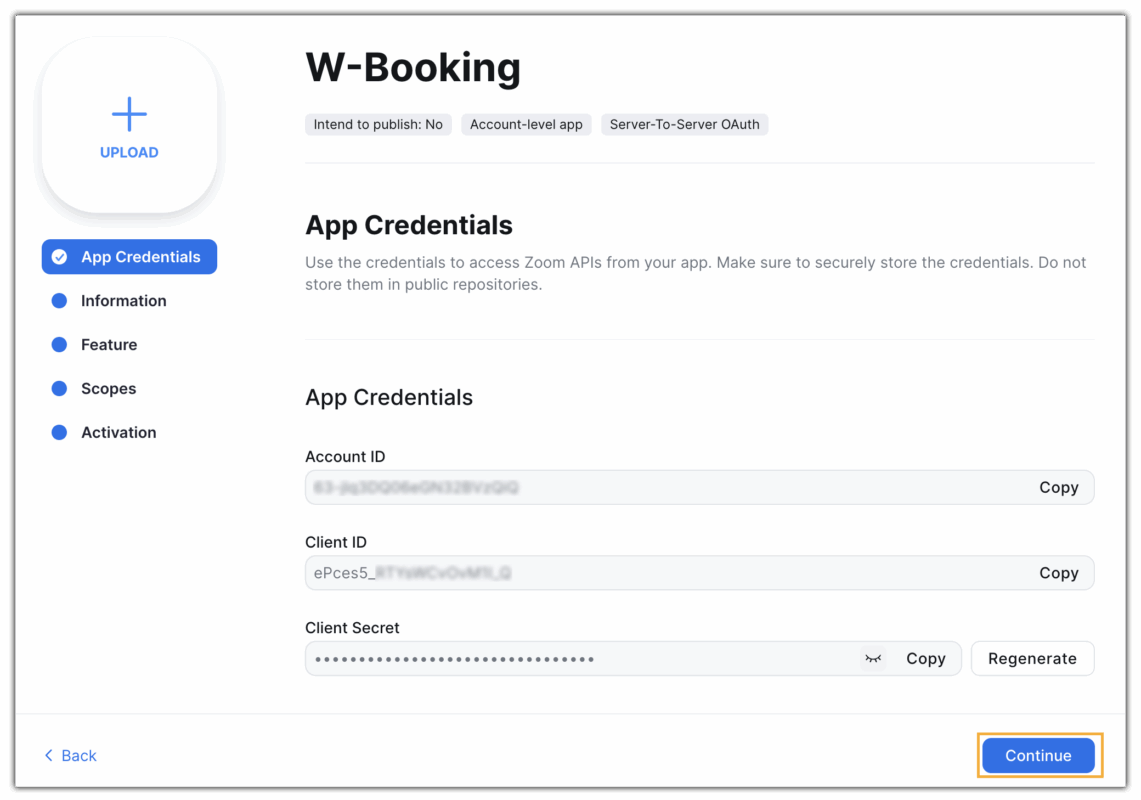 zoom api credentials