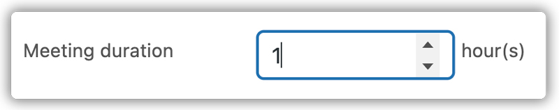meeting duration with minutes/hours calander
