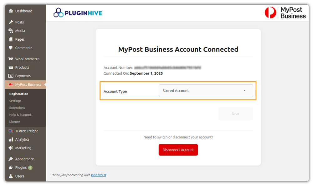mypost business account connected 