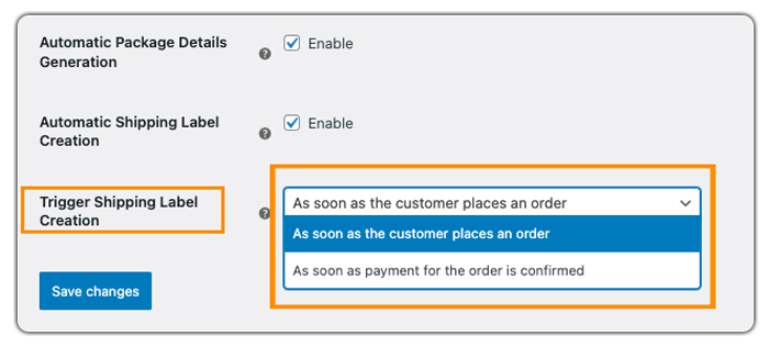 trigger shipping label creation 