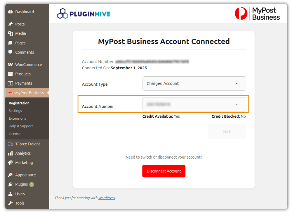 connect as charged account 