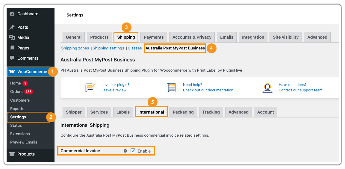 enable commercial invoice