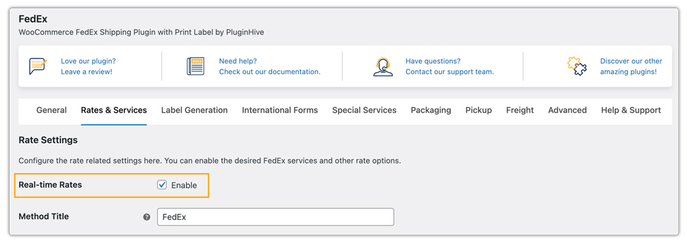 fedex real time rates