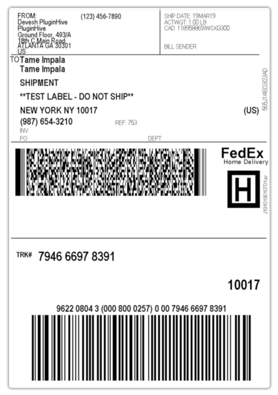 fedex home delivery label