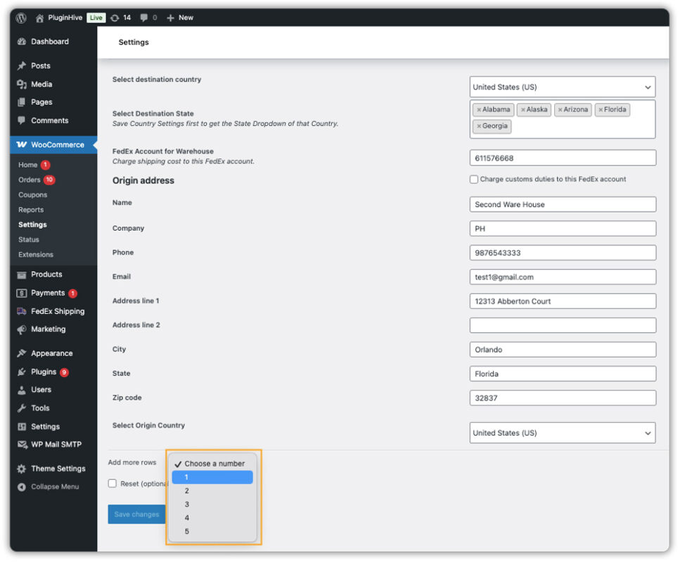 warehouse shipping in woocommerce