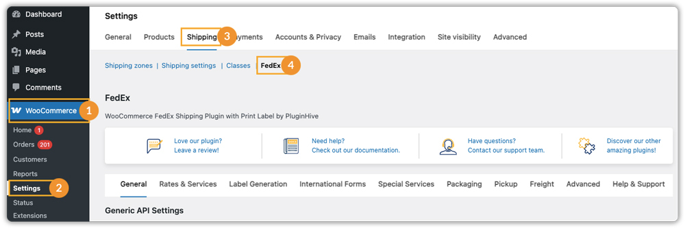 fedex plugin setting