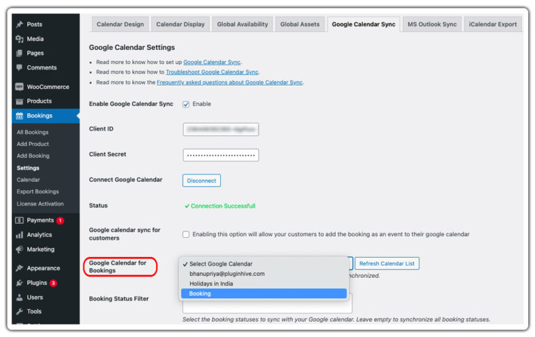Sync Google Calendar with WooCommerce Bookings