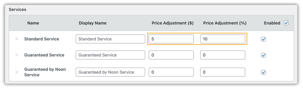 fixed and percentage amount adjustment 